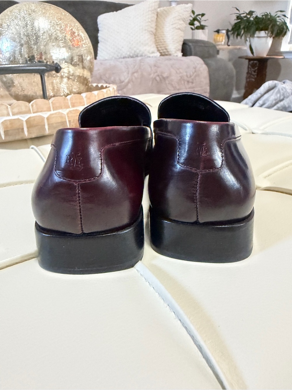 Ralph Lauren Burgundy Leather Bit Loafers with Silver Hardware - Picture 5 of 6